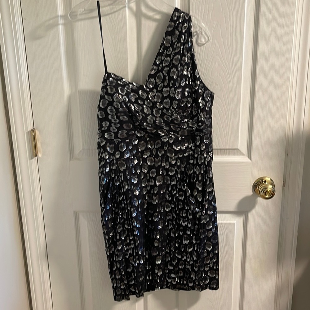 Metallic Cheetah Print BCBG One Shoulder Dress